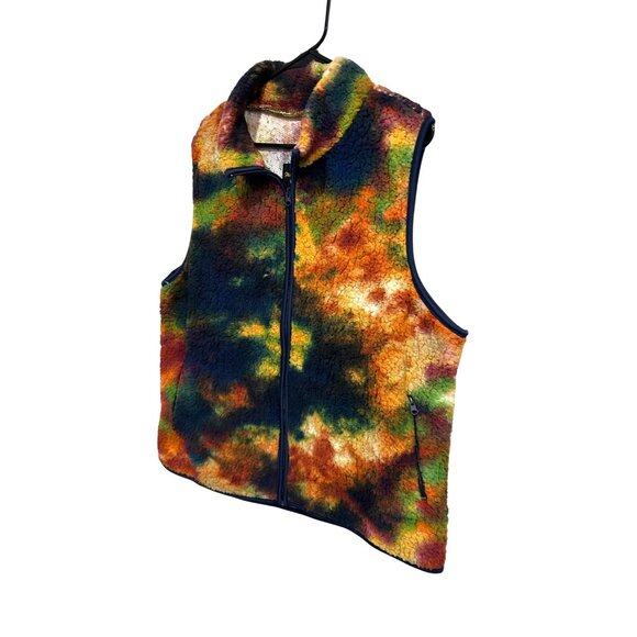 Marissa Olivia New York NWT Multicolor Tie Dye Zip Up Collared Vest SZ XL - Picture 3 of 9